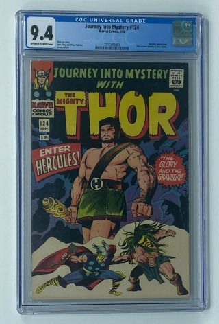 Journey Into Mystery 124 Marvel Comics 1966 Cgc 9.  4 Hercules Appearance