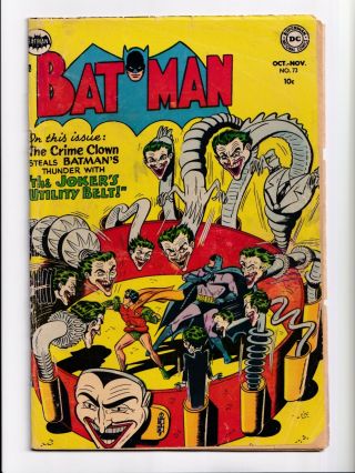 Batman 73 Classic Joker Cover Golden Age Dc Comics 1952 Gd/vg (a)