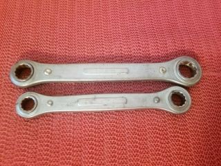 2 Vtg Craftsman Dbl 12 Pt Box End Ratcheting Wrenches 9/16,  1/2,  5/8,  & 3/4 " Usa