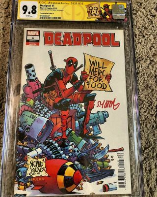 9.  8 Cgc Ss Deadpool 1 Skottie Young Variant White Pages With Custom Label