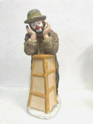 Collectible Emmett Kelly Jr Clown Figurine “emmett Leaning On Stool” By Flambro