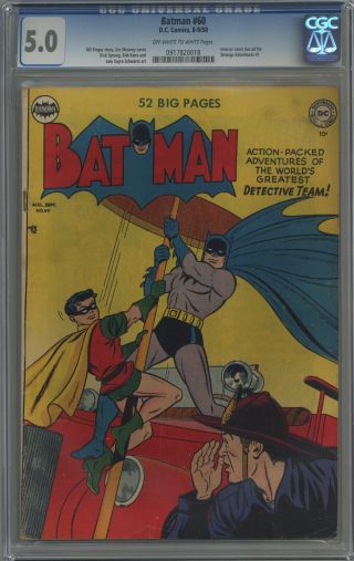 Batman 60 Cgc 5.  0 Off - White To White Pages 1950