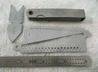 4 Vintage Machinists Measuring Tools Feeler & Wire Gauge - 6 " Rule Etc Fowler