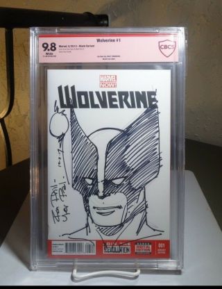 Wolverine 1 Cbcs 9.  8 Blank Variant Cover (marvel 2013) Signed & Sketch Simonson