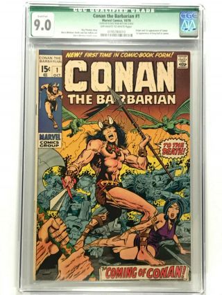 Conan The Barbarian 1 Qualified - Cgc 9.  0 O/w To White Pages (oct 1970,  Marvel)