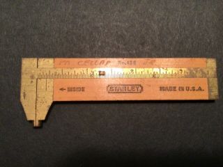 Vintage Stanley No.  136 Inside Outside Caliper Wood And Brass Rule