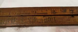 Vintage Warranted Boxwood 24 " Wooden Folding Ruler Made In U.  S.  A. ,  Metal Hinges