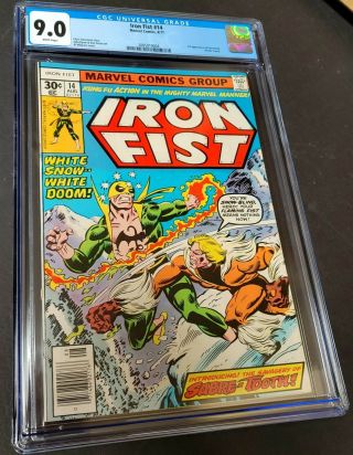 Iron Fist 14 (aug 1977,  Marvel) Cgc 9.  0 1st Appearance Sabretooth White Page 