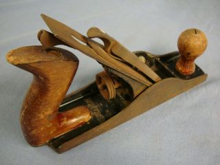 Vintage,  Unmarked Wood Plane 9 - 7/8 " Long X 2 " Blade.  Made In Usa.  Wards,  Stanley?