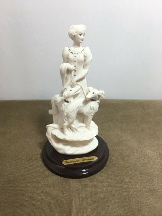 Giuseppe Armani Figurine " Lady With Dogs " 1994 Gift 245f Made In Italy