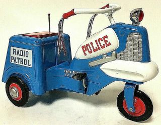 Vintage Hallmark Kiddie Car Classics 1958 Police Cycle Die Cast Pedal Car
