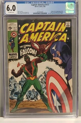Captain America 117 Cgc 6.  0 1969 1st Appearance Origin Sam Wilson The Falcon