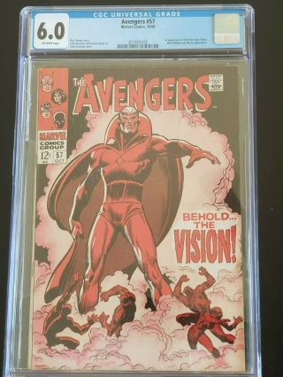 Avengers 57 Cgc 6.  0 Ow/w Pages 1968 1st Appearance Of Vision