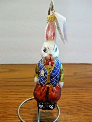 Vintage Christopher Radko Christmas Easter Glass Ornament Billy Bunny