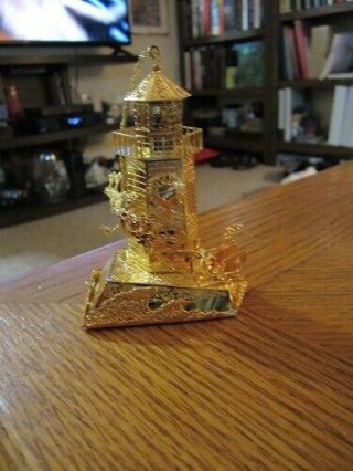 Danbury - Gold Christmas Ornament - North Pole Lighthouse - 23k Gold - 1998