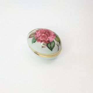 LIMOGES FRANCE Pink Rose Floral Porcelain Egg Shaped Trinket Box Jewelry VINTAGE 3