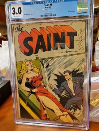 Saint 1 Cgc 3.  0 G/vg - Avon Comic 1947 Jack Kamen Bondage Cover - Golden Age