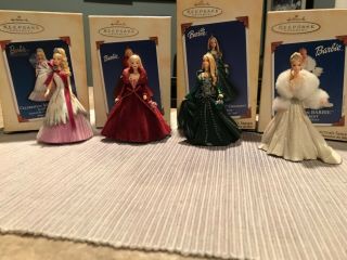 4 Hallmark Keepsake Barbie Celebration Ornaments 2002 - 05