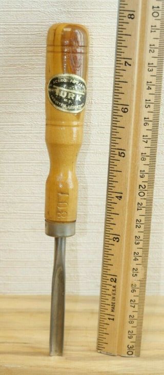 Old Tools Vintage Turk Argentina 5/16 " No.  6 Sweep Straight Wood Carving Gouge