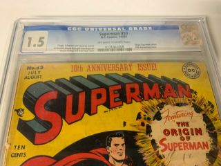 Superman 53 CGC 1.  5 Off - White to White Pages - Origin of Superman 2