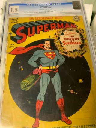 Superman 53 CGC 1.  5 Off - White to White Pages - Origin of Superman 4