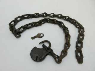 Vintage Miller Padlock With Key And Chain