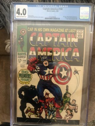 Captain America 100 (1968) Cgc 4.  0 Cream To Off - White Pages