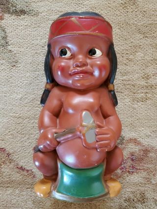 Vtg Chalkware Indian Carnival Prize Still Bank Duquesne Statuary Pittsburgh Pa