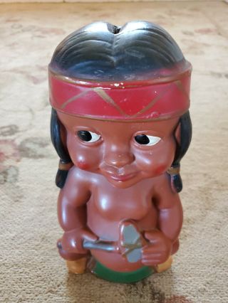 Vtg Chalkware Indian Carnival Prize Still Bank Duquesne Statuary Pittsburgh PA 2