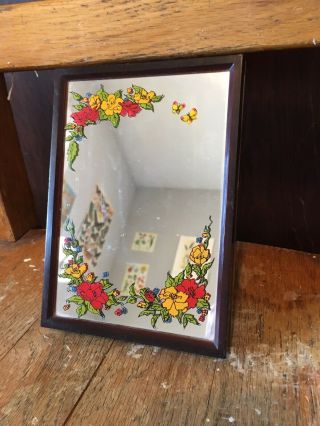 Vintage 1978 Yap’s Brown Floral Plastic Music Box Mirror “love Story” Beethoben