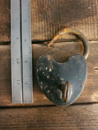 Antique Heart Shaped Lock With Key 2