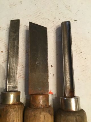 3 Antique Wood Handle Lathe Tools Set Of 3 2