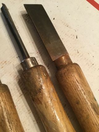 3 Antique Wood Handle Lathe Tools Set Of 3 3