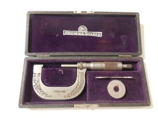 Vintage Brown & Sharpe No 48 1 - 2 " Micrometer W/standard & Wrench In Case