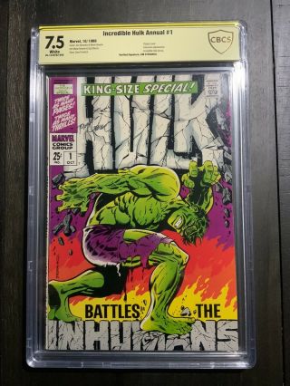 Incredible Hulk Annual 1 Cbcs (not Cgc) 7.  5 Vf - Signed By Jim Steranko