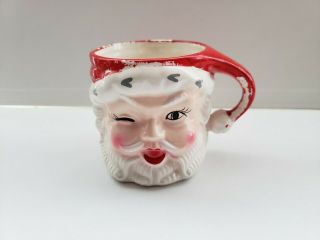 Vintage Christmas Winking Santa Claus Mug Japan Napco