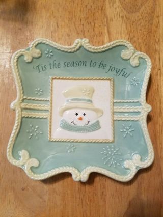 Bella Casa By Ganz Snowman Square Plate Christmas Decoration Candy Dish
