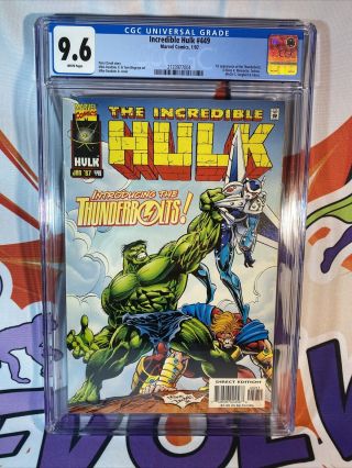 Incredible Hulk 449 Cgc 9.  6 White Pages 1st Appearance Of The Thunderbolts