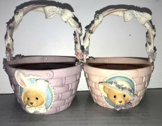 1995 Cherished Teddies 2 Basket Celebrating Spring With You Some Bunny Loves You