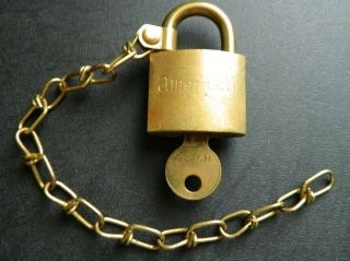 Vintage American Lock Company U.  S.  Set U.  S.  Brass Padlock With Key Military