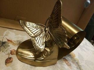 Vintage Pm Craftsman Brass Butterfly Bookend / Display W/coil