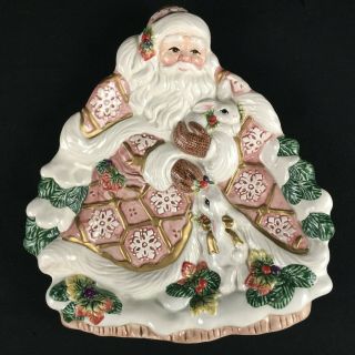 Dessert Canape Plate Fitz And Floyd Classic Snowy Woods Santa Christmas Holiday