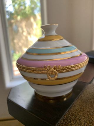 Imperial Limoges France Trinket Box Pastel With Gold Great Gift