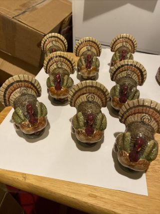 Department 56 Thanksgiving China Turkey Place Card Holders Set Of 8