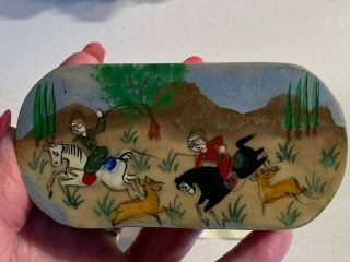 Pretty Vintage Painted Wooden Trinket Box - Made In Istanbul