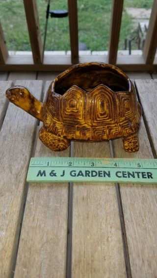 Vintage Small Pottery Turtle Planter