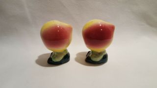 Vintage Anthropomorphic Peach Heads Salt and Pepper Shakers 2