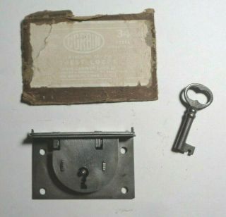 Vintage Corbin No.  34 Chest Lock W/key,  Steel,  2 " To Key Pin.  - Old - Stock.  4