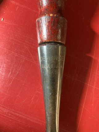Vintage Stanley Defiance 3/8 " Bevel Edge Socket Chisel Made In Usa Red Handle