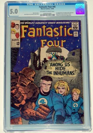 December 1965 Fantastic Four 45 Cgc 5.  0 First Inhumans
